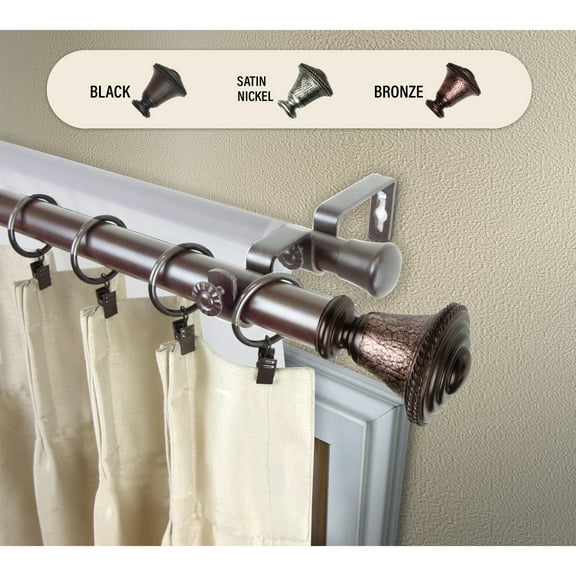 Domovina Elina 1" Double Curtain Rod-Color:Bronze,Size:28-48"