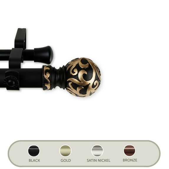 Domovina Emma 1" Single Curtain Rod-Color:Black,Size:66"-120"