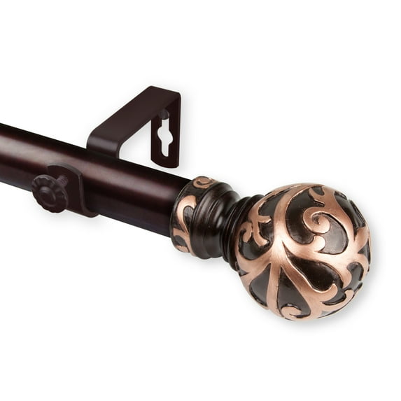 Domovina Emma 1" Single Curtain Rod-Color:Bronze,Size:120"-170"