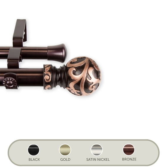 Domovina Emma 1" Single Curtain Rod-Color:Bronze,Size:48"-84"