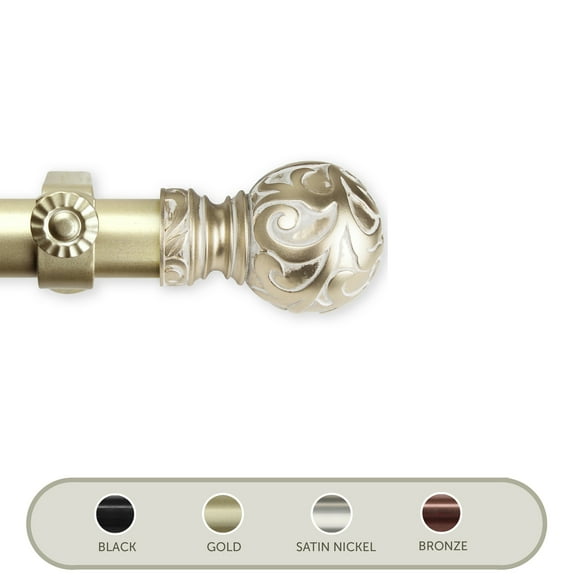 Domovina Emma 1" Single Curtain Rod-Color:Light Gold,Size:28"-48"