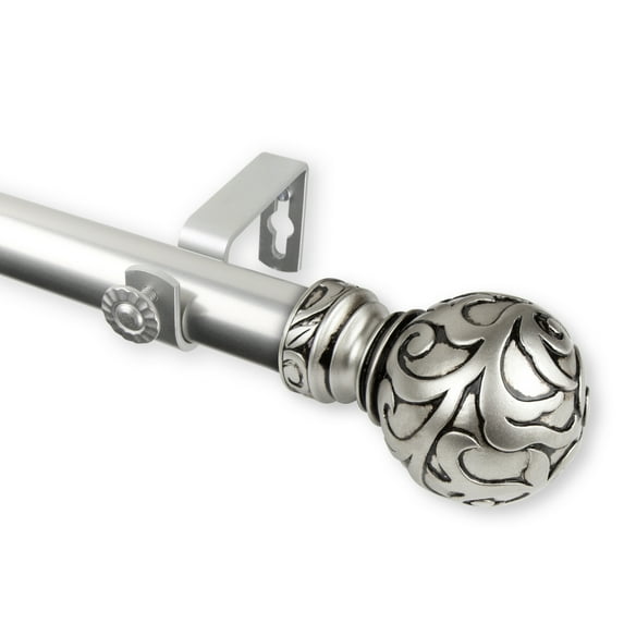 Domovina Emma 1" Single Curtain Rod-Color:Satin Nickel,Size:28"-48"