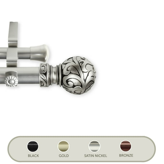 Domovina Emma 1" Single Curtain Rod-Color:Satin Nickel,Size:48"-84"