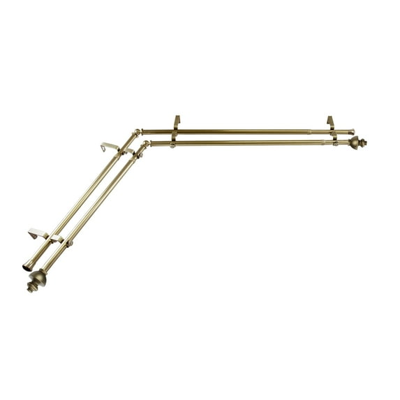 Domovina Empire 13/16" Corner Window Double Curtain Rod-Color:Antique Brass,Size:120"-170"