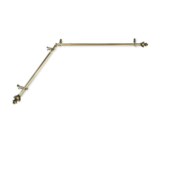 Domovina Empire 13/16" Corner Window Single Curtain Rod-Color:Antique Brass,Size:120"-170"
