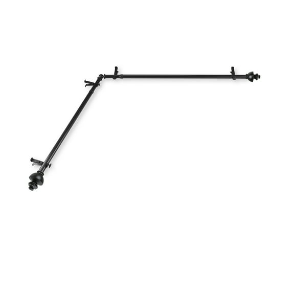 Domovina Empire 13/16" Corner Window Single Curtain Rod-Color:Black,Size:28"-48"