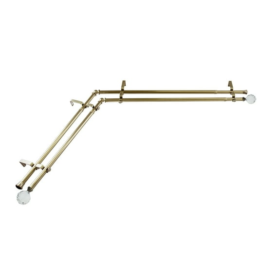 Domovina Eric 13/16" Corner Window Double Curtain Rod-Color:Antique Brass,Size:28"-48"