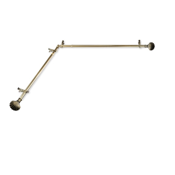 Domovina Eric 13/16" Corner Window Single Curtain Rod-Color:Antique Brass,Size:120"-170"