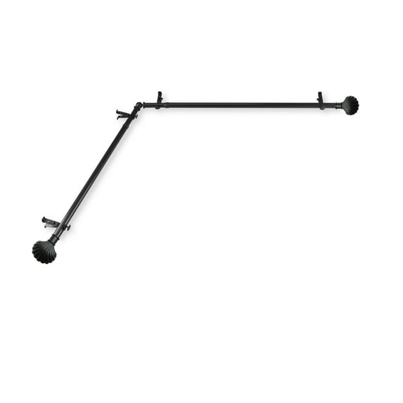 Domovina Eric 13/16" Corner Window Single Curtain Rod-Color:Black,Size:28"-48"
