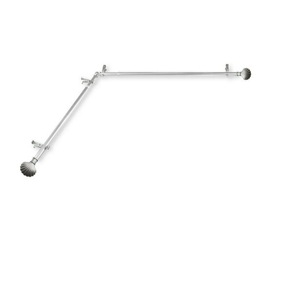 Domovina Eric 13/16" Corner Window Single Curtain Rod-Color:Satin Nickel,Size:28"-48"