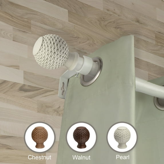 Domovina Fido 1" Faux Wood Curtain Rod-Color:Pearl White,Size:28-48"