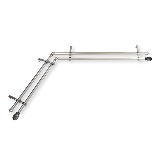 Domovina Garden 13/16" Corner Window Double Curtain Rod-Color:Satin Nickel,Size:66"-120"