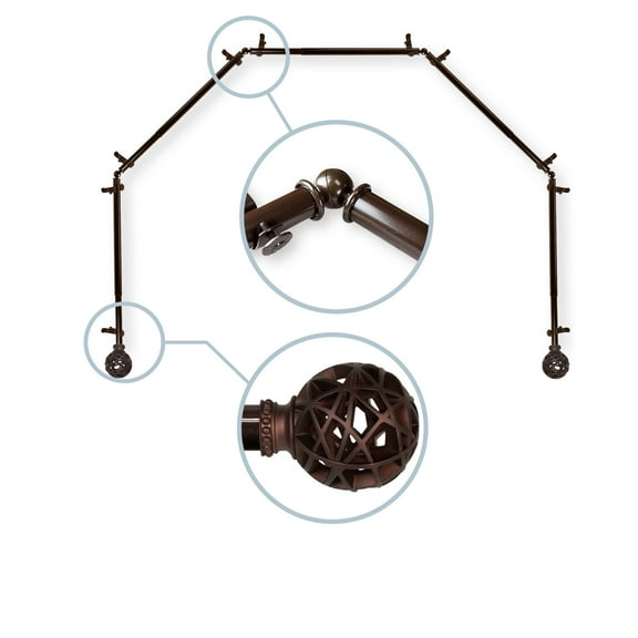 Domovina Ginny 13/16-inch 5-Sided Bay WIndow Curtain Rod-Color:Cocoa