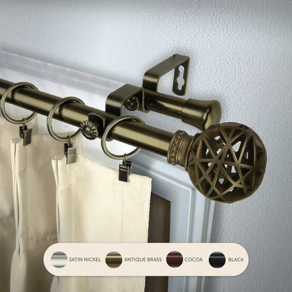 Domovina Ginny 13/16-inch Double Curtain Rod-Color:Antique Brass,Size:48-84"