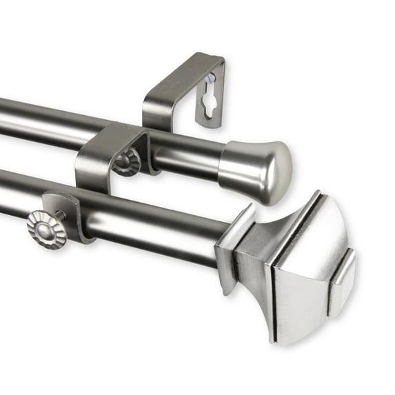 Domovina Ginny 13/16-inch Double Curtain Rod-Color:Satin Nickel,Size:120-170"