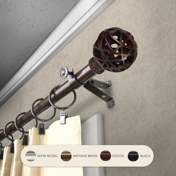 Domovina Ginny 13/16-inch Single Curtain Rod-Color:Cocoa,Size:120-170"