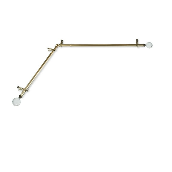 Domovina Gleam 13/16" Corner Window Single Curtain Rod-Color:Antique Brass,Size:48"-84"
