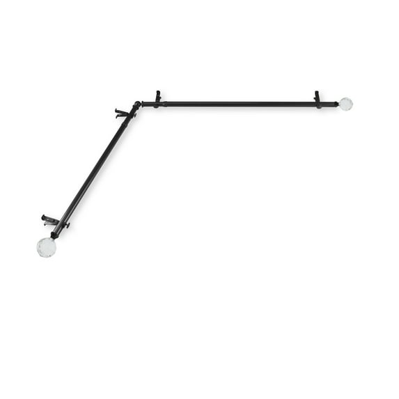 Domovina Gleam 13/16" Corner Window Single Curtain Rod-Color:Black,Size:66"-120"
