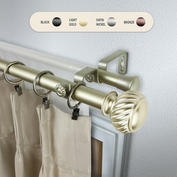 Domovina Globe 1" Double Curtain Rod-Color:Light Gold,Size:120-170"