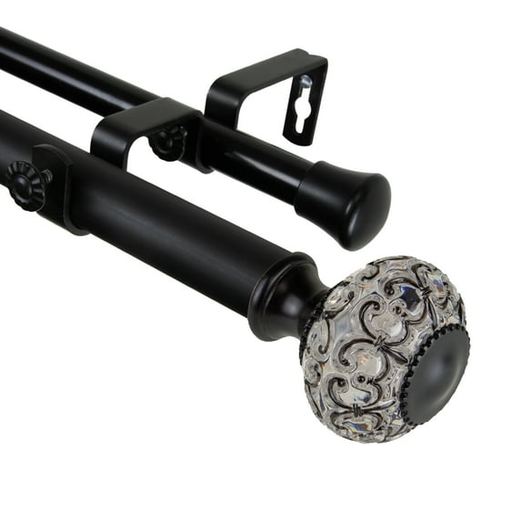 Domovina Hollyn 1-inch Double Curtian Rod-Color:Black,Size:160-240"