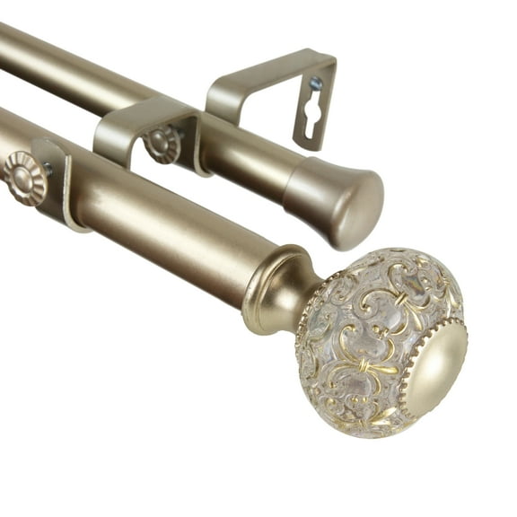 Domovina Hollyn 1-inch Double Curtian Rod-Color:Gold,Size:48-84"
