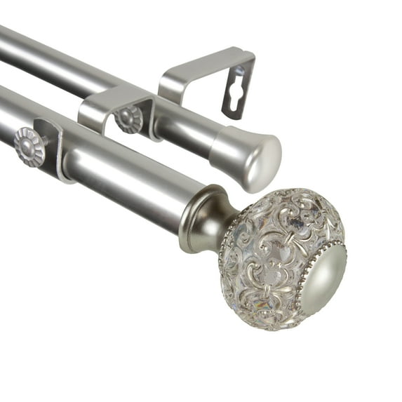 Domovina Hollyn 1-inch Double Curtian Rod-Color:Satin Nickel,Size:48-84"