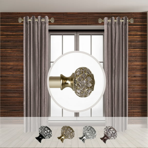 Domovina Hollyn 1-inch Side Curtain Rod 12-20 Inches (Set of 2)-Color:Light Gold