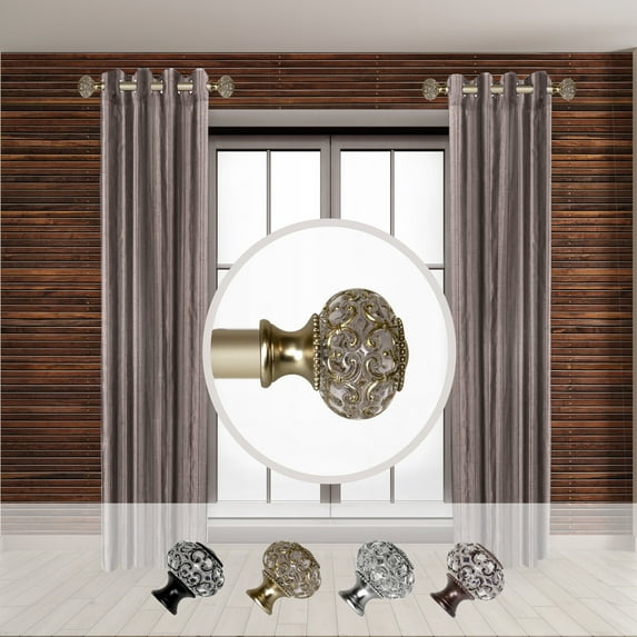 Domovina Hollyn 1-inch Side Curtain Rod 12-20 Inches (Set of 2)-Color:Light Gold