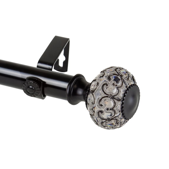 Domovina Hollyn 1-inch Single Curtian Rod-Color:Black,Size:28-48"