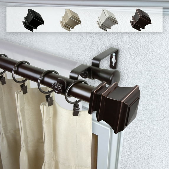 Domovina Juma 1" Double Curtain Rod-Color:Bronze,Size:120-170"