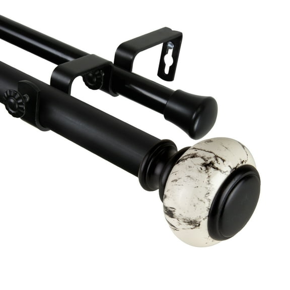 Domovina Kiara 1-inch Double Curtian Rod-Color:Black,Size:120-170"
