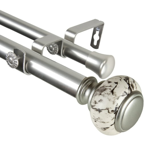 Domovina Kiara 1-inch Double Curtian Rod-Color:Satin Nickel,Size:28-48"