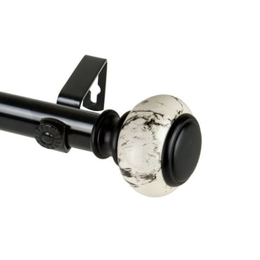 Domovina Kiara 1-inch Single Curtian Rod-Color:Black,Size:48-84"