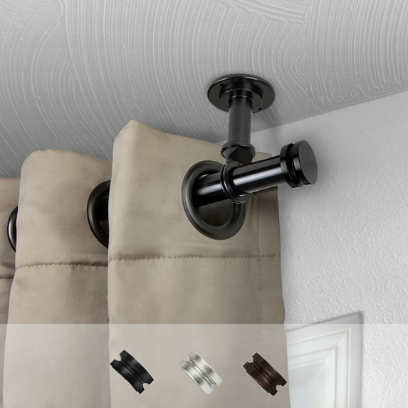 Domovina Leo 1" Ceiling Curtain Rod-Color:Black,Size:28-48"