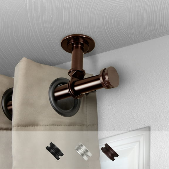 Domovina Leo 1" Ceiling Curtain Rod-Color:Bronze,Size:48-84"