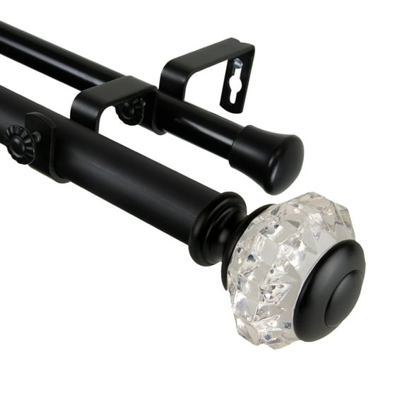 Domovina Lizbeth 1-inch Double Curtian Rod-Color:Black,Size:160-240"