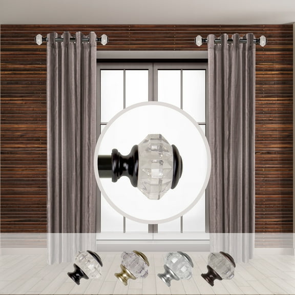 Domovina Lizbeth 1-inch Side Curtain Rod 12-20 Inches (Set of 2)-Color:Black