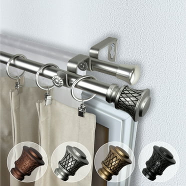 Domovina Lone 13/16" Double Curtain Rod-Color:Satin Nickel,Size:28-48"