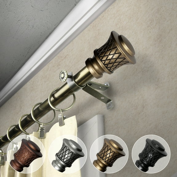 Domovina Lone 13/16" Single Curtain Rod-Color:Antique Brass,Size:48-84"