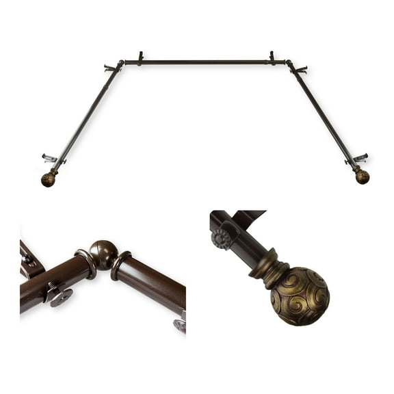 Domovina Lucy 13/16" Bay Window Single Curtain Rod-Color:Cocoa