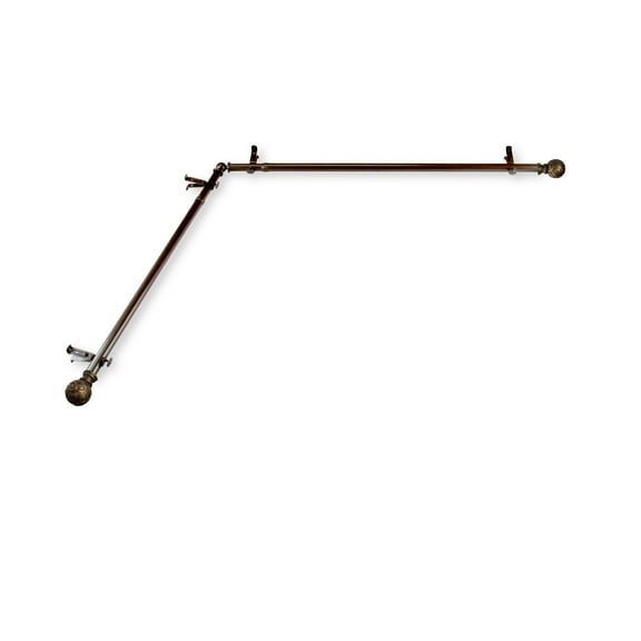 Domovina Lucy 13/16" Corner Window Single Curtain Rod-Color:Cocoa,Size:28"-48"