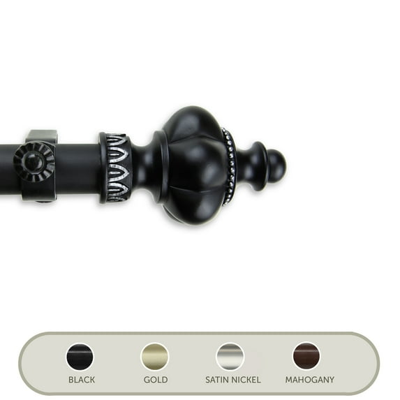 Domovina Luster 1" Single Curtain Rod-Color:Black,Size:28"-48"