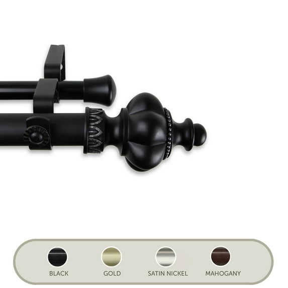 Domovina Luster 1" Single Curtain Rod-Color:Black,Size:48"-84"