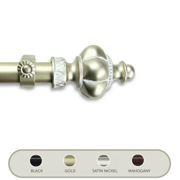 Domovina Luster 1" Single Curtain Rod-Color:Light Gold,Size:66"-120"