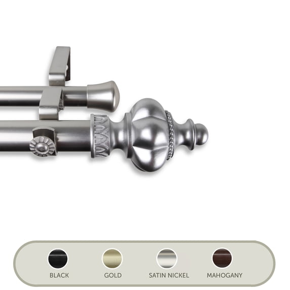 Domovina Luster 1" Single Curtain Rod-Color:Satin Nickel,Size:120"-170"