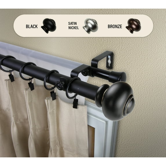 Domovina Malati 1" Double Curtain Rod-Color:Black,Size:160-240"