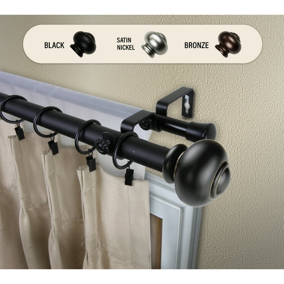 Domovina Malati 1" Double Curtain Rod-Color:Black,Size:28-48"