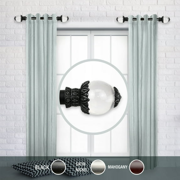 Domovina Maya 1" Side Curtain Rods, 12-20 inches (Set of 2)-Color:Black,Size:12-20"