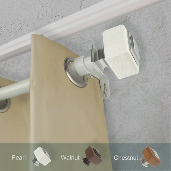 Domovina Mor 1" Faux Wood Curtain Rod-Color:Pearl White,Size:28-48"