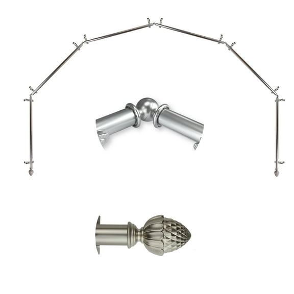 Domovina Morsel 13/16" 6 Sided Bay Window Single Curtain Rod-Color:Satin Nickel